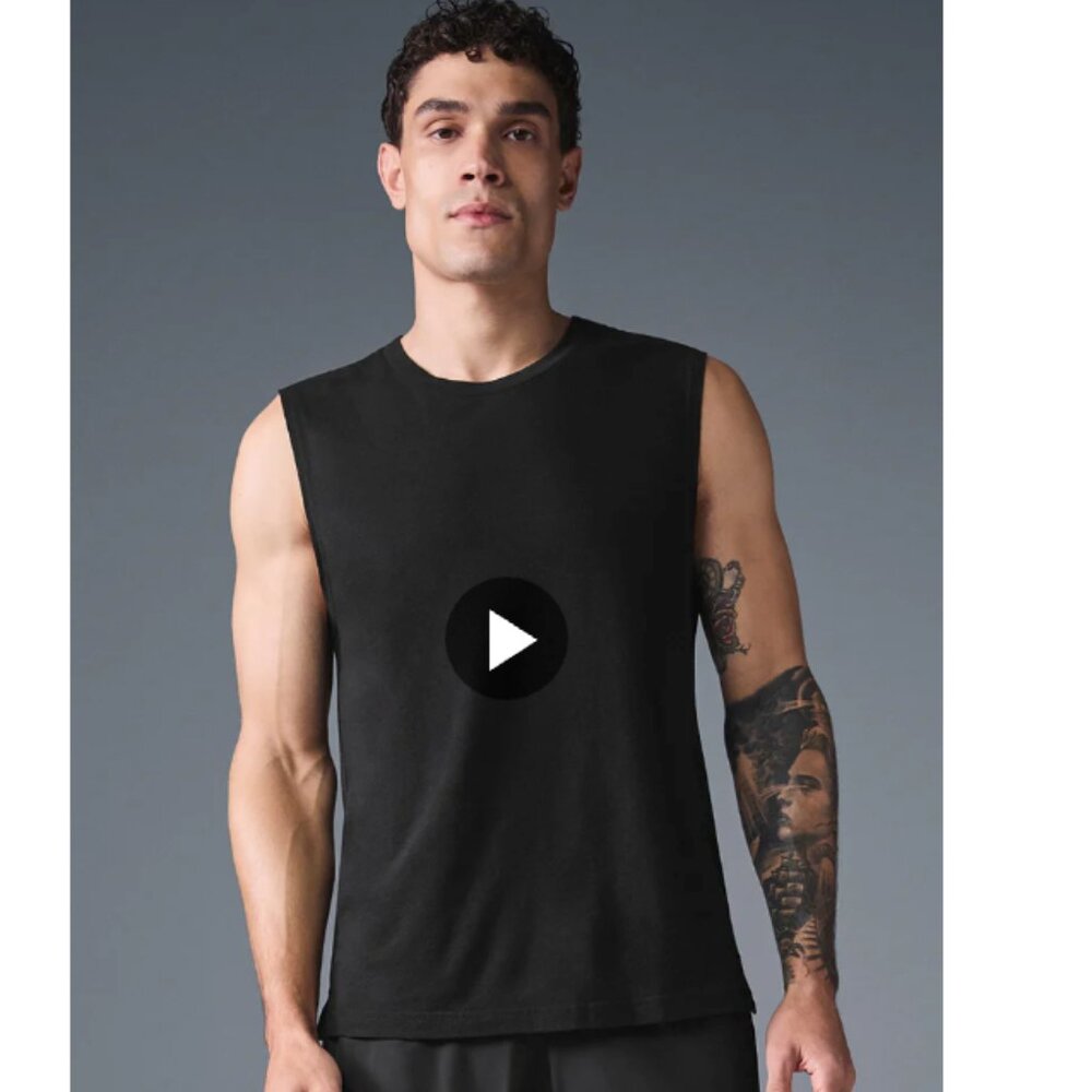 Mens Alo (New) Black The Triumph Muscle Tank (Size: Xxl)